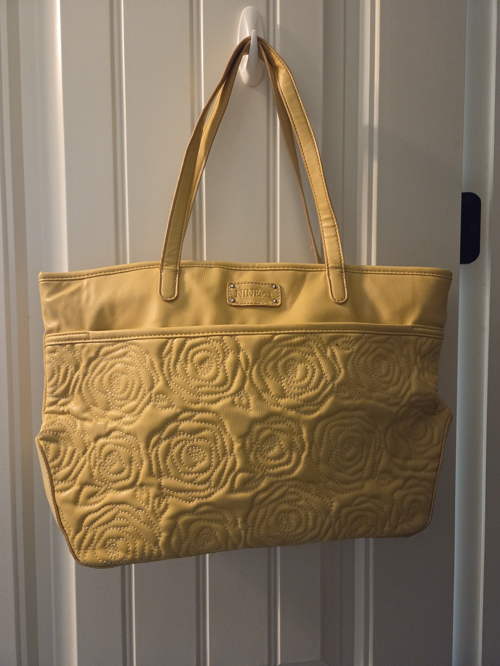 Nine West Yellow Quilted Rose Tote Bag